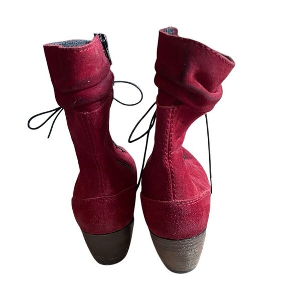 Wolky Womens Dhofar Suede Ankle Boot 38 Greased Red Leather Side Zip Victorian - Picture 3 of 7